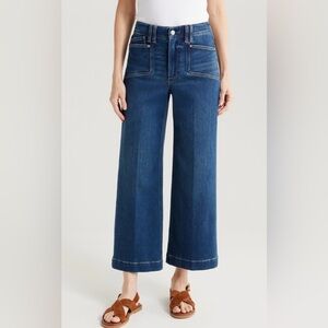 PAIGE high waist ankle Dark Blue Flare Jeans